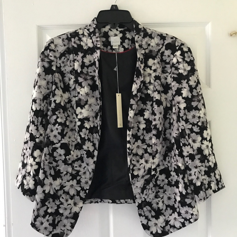 Blazer, Laurel Conrad Sz10 Floral Black/White/Gray